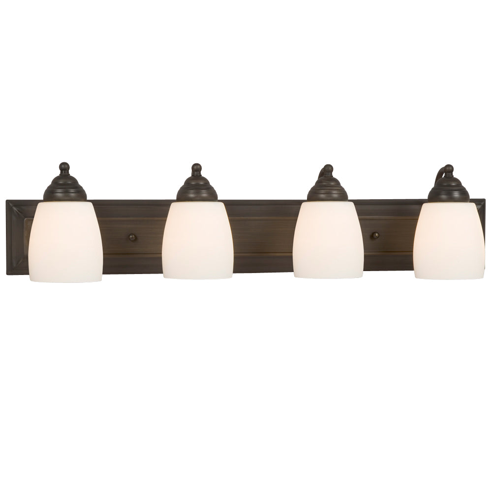 Barclay Oil Rubbed Bronze Four Light Vanity Light in Oil Rubbed Bronze - available from The Lighting Shoppe, trusted by Canadian homeowners