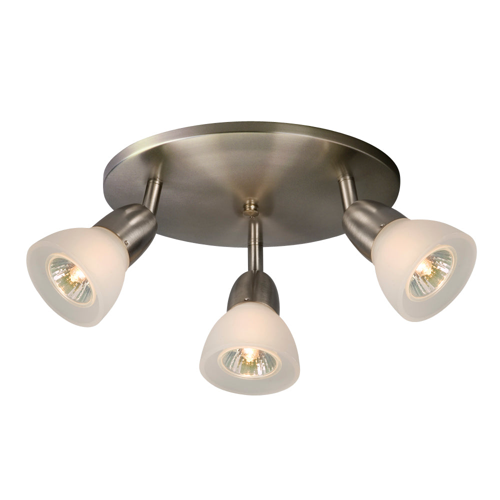 Luna Brushed Nickel Three Light Track Light in Brushed Nickel - available from The Lighting Shoppe, trusted by Canadian homeowners
