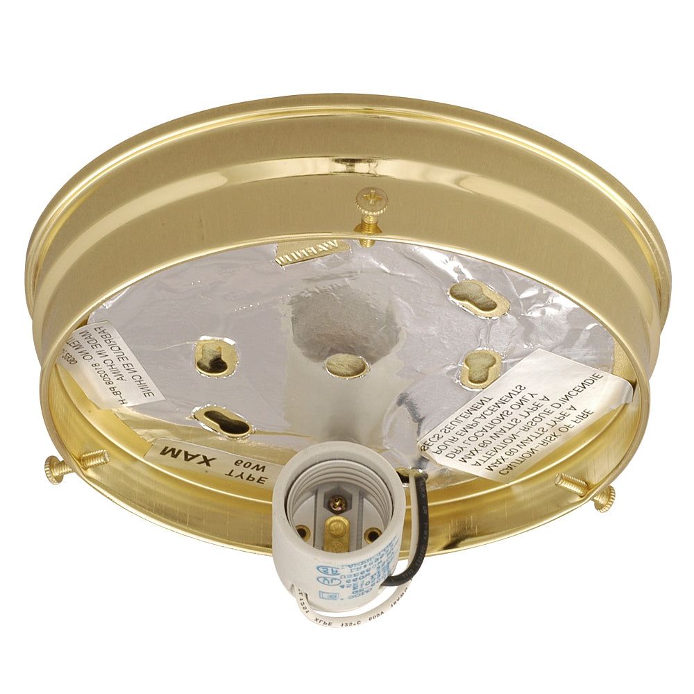 Bulk Holder & Glass Pack One Light Flush Mount in Polished Brass - available from The Lighting Shoppe, trusted by Canadian homeowners