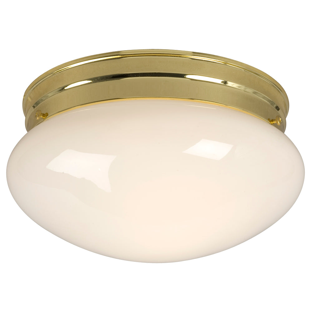 Flush Mount Polished Brass One Light Flush Mount in Polished Brass - available from The Lighting Shoppe, trusted by Canadian homeowners