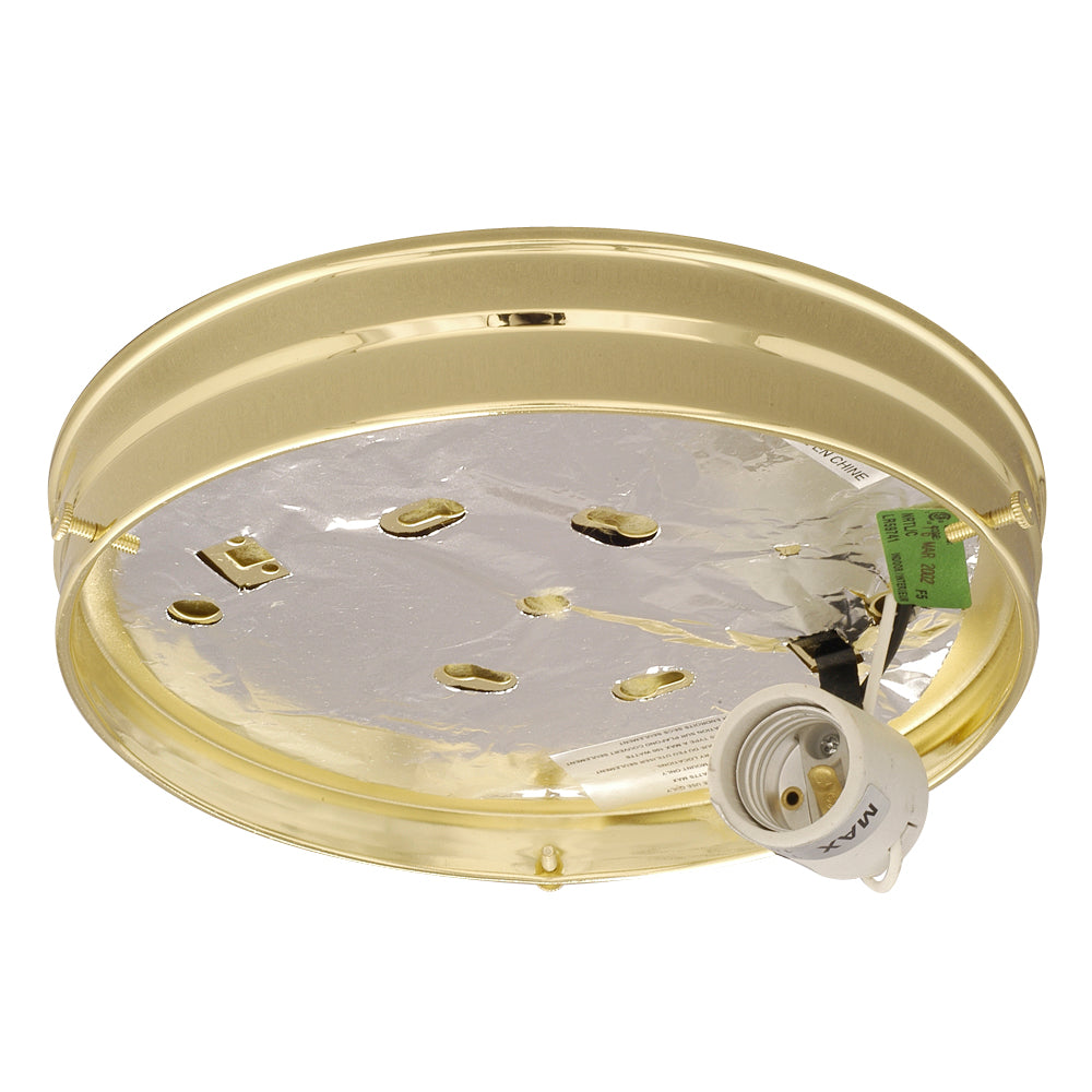 Bulk Holder & Glass Pack One Light Flush Mount in Polished Brass - available from The Lighting Shoppe, trusted by Canadian homeowners