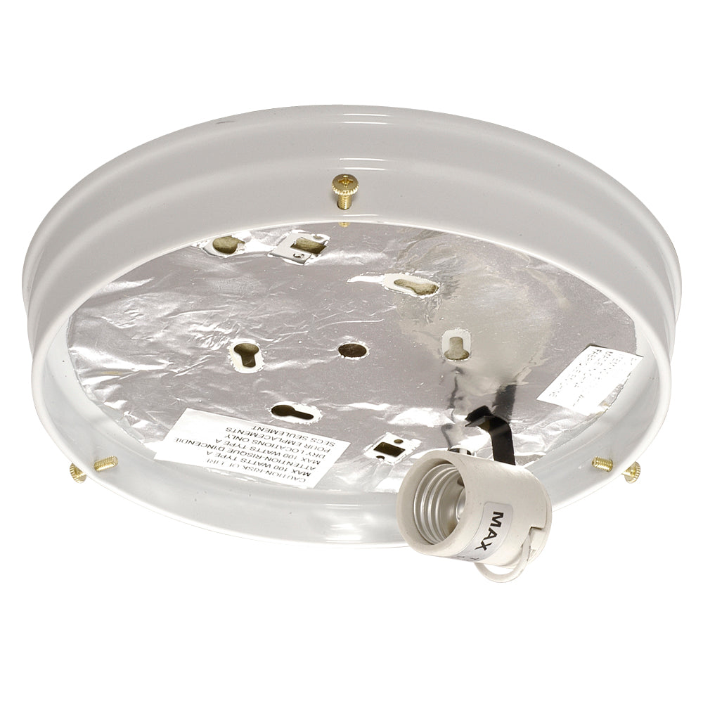 Bulk Holder & Glass Pack One Light Flush Mount in White - available from The Lighting Shoppe, trusted by Canadian homeowners