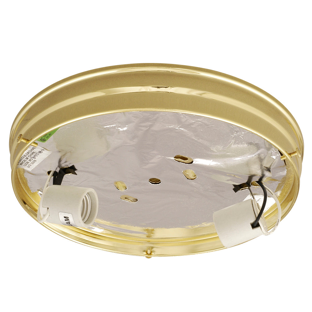 Bulk Holder & Glass Pack Two Light Flush Mount in Polished Brass - available from The Lighting Shoppe, trusted by Canadian homeowners