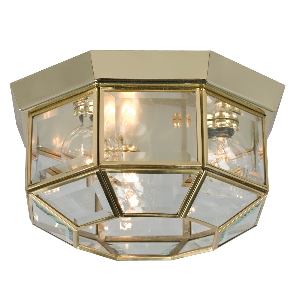 Flush Mount Polished Brass Three Light Flush Mount in Polished Brass - available from The Lighting Shoppe, trusted by Canadian homeowners