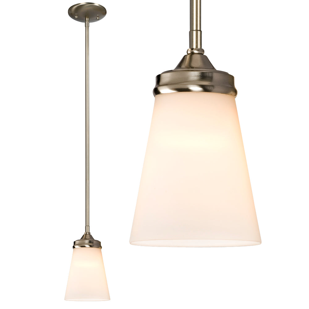 Franklin Brushed Nickel One Light Pendant in Brushed Nickel - available from The Lighting Shoppe, trusted by Canadian homeowners