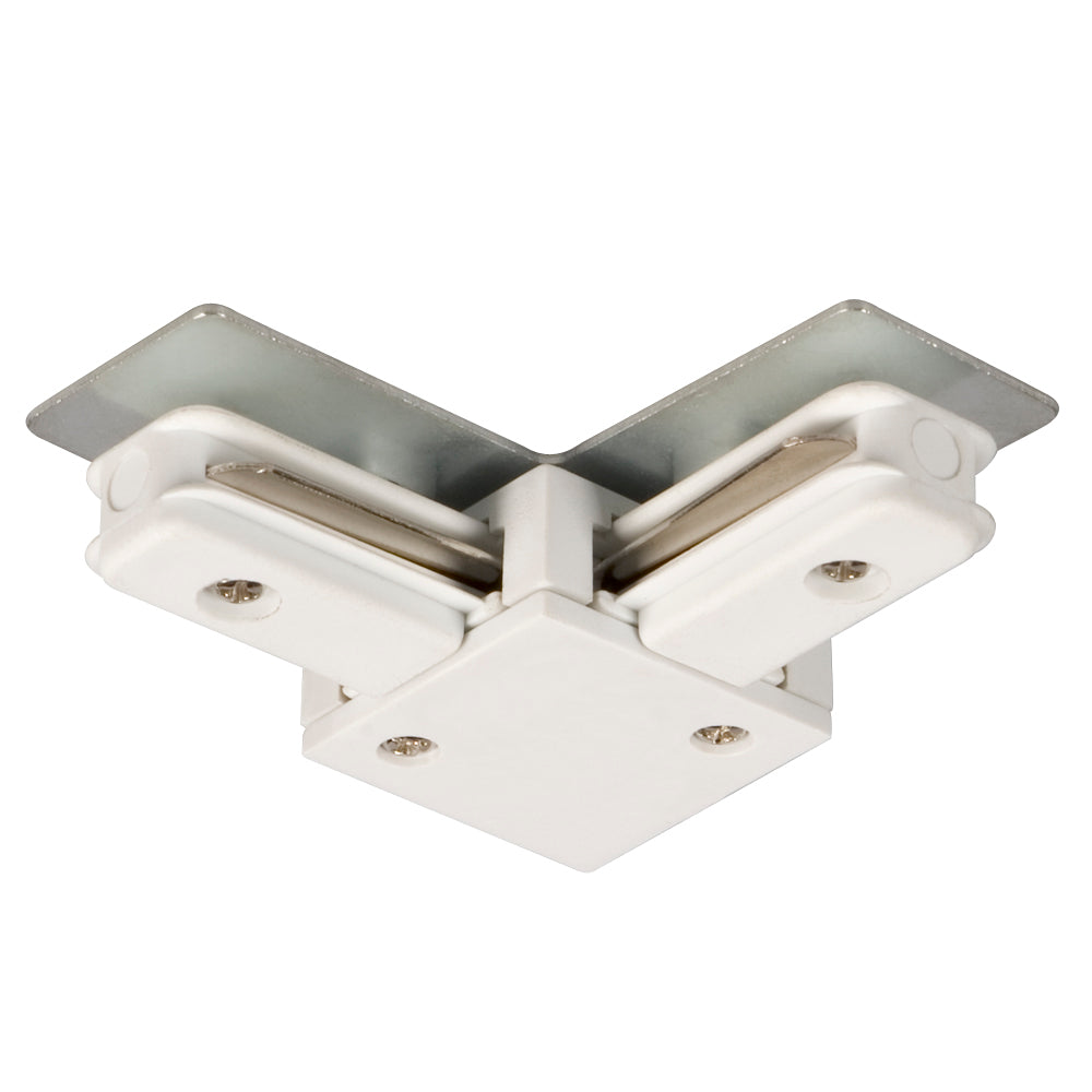 Track Lighting L-Connector in White - available from The Lighting Shoppe, trusted by Canadian homeowners