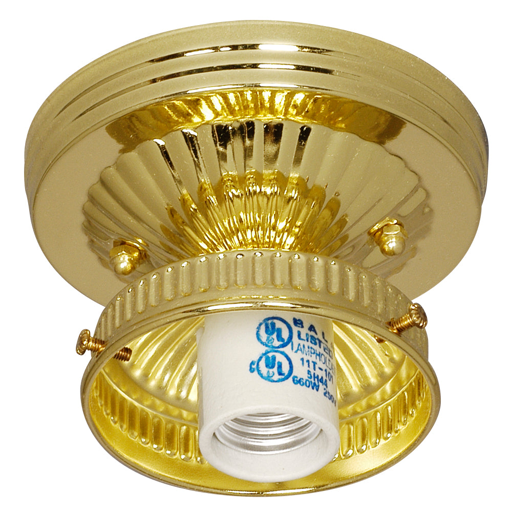 Bulk Holder & Glass Pack Ceiling Fixture Holder in Polished Brass - available from The Lighting Shoppe, trusted by Canadian homeowners