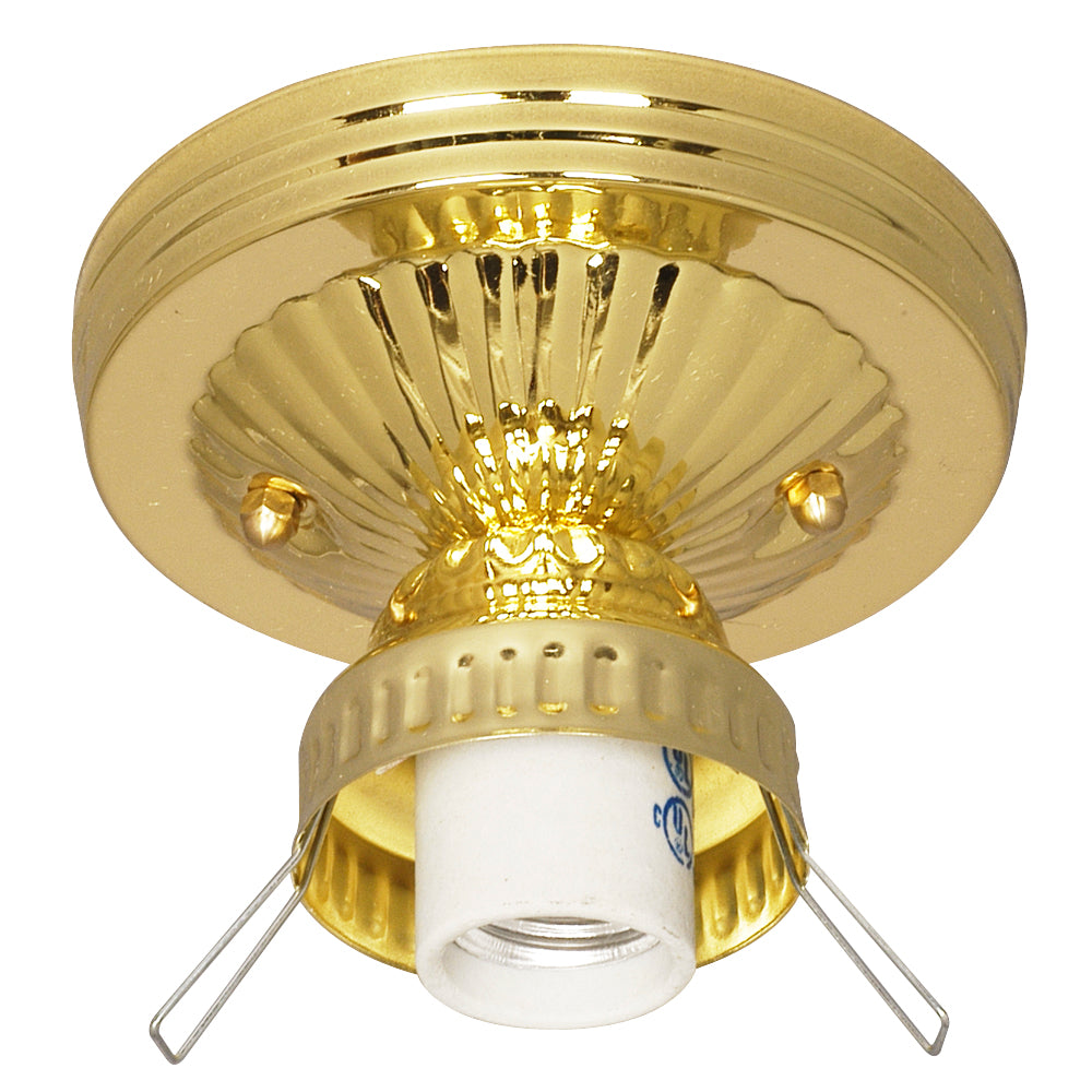 Bulk Holder & Glass Pack Ceiling Fixture Holder in Polished Brass - available from The Lighting Shoppe, trusted by Canadian homeowners
