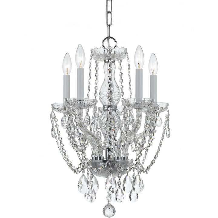 Traditional Crystal Five Light Mini Chandelier in Polished Chrome - available from The Lighting Shoppe, trusted by Canadian homeowners