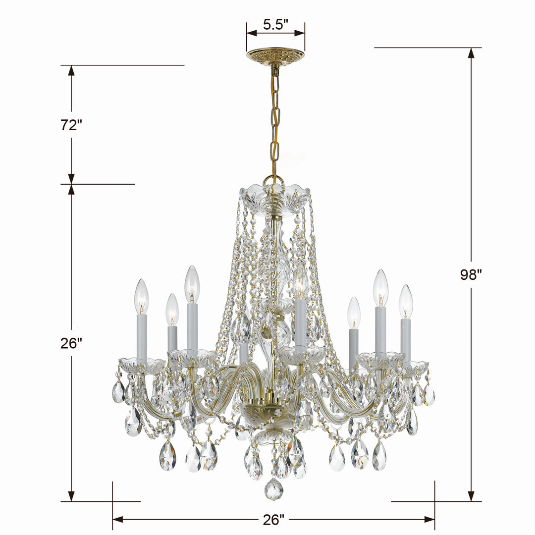 Crystorama - 1138-PB-CL-S - Eight Light Chandelier - Traditional Crystal - Polished Brass