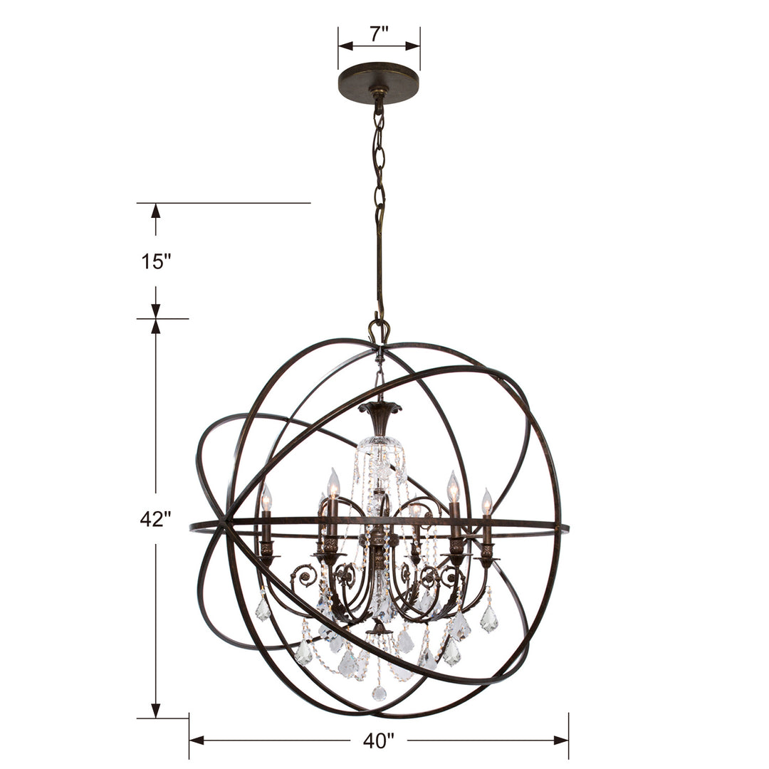 Crystorama - 9219-EB-CL-MWP - Six Light Chandelier - Solaris - English Bronze