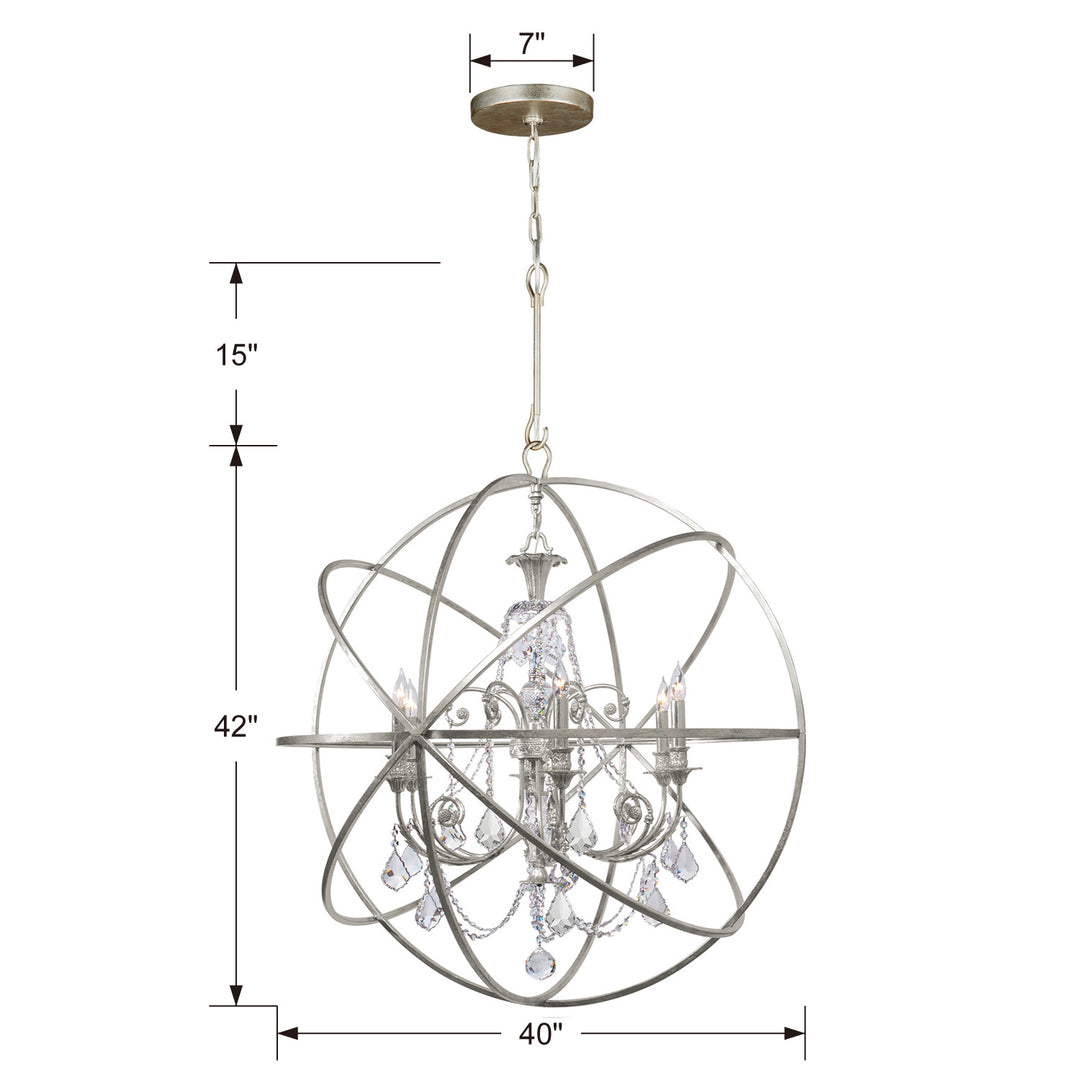 Crystorama - 9219-OS-CL-MWP - Six Light Chandelier - Solaris - Olde Silver