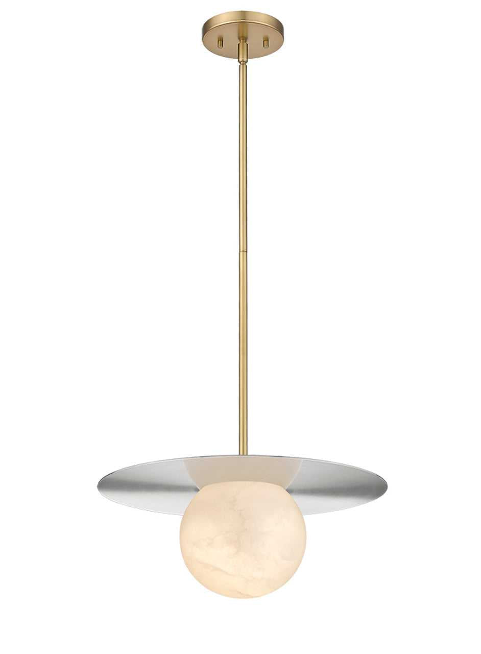Moon Disk 1-Light Oxidized Aged Gold Carved Alabaster Pendant By Modition (Copy) Modition Lighting