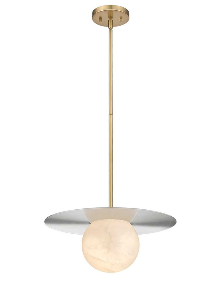 Moon Disk 1-Light Oxidized Aged Gold Carved Alabaster Pendant By Modition (Copy) Modition Lighting