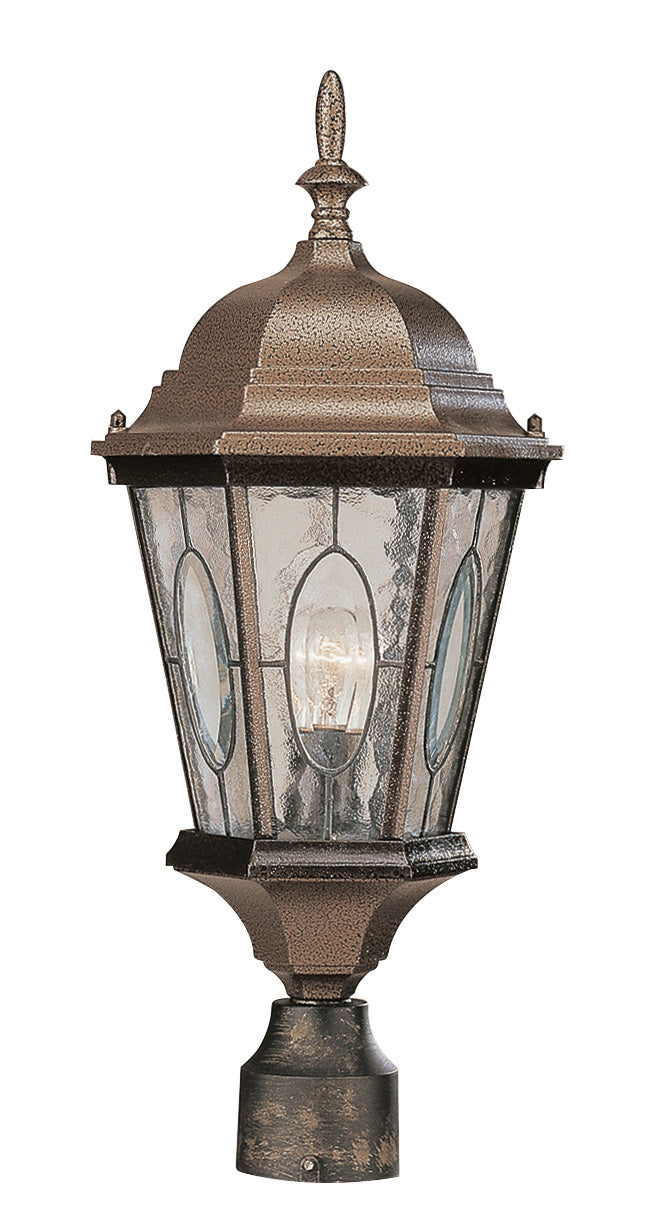 Villa Nueva One Light Postmount Lantern in Black Bronze - available from The Lighting Shoppe, trusted by Canadian homeowners