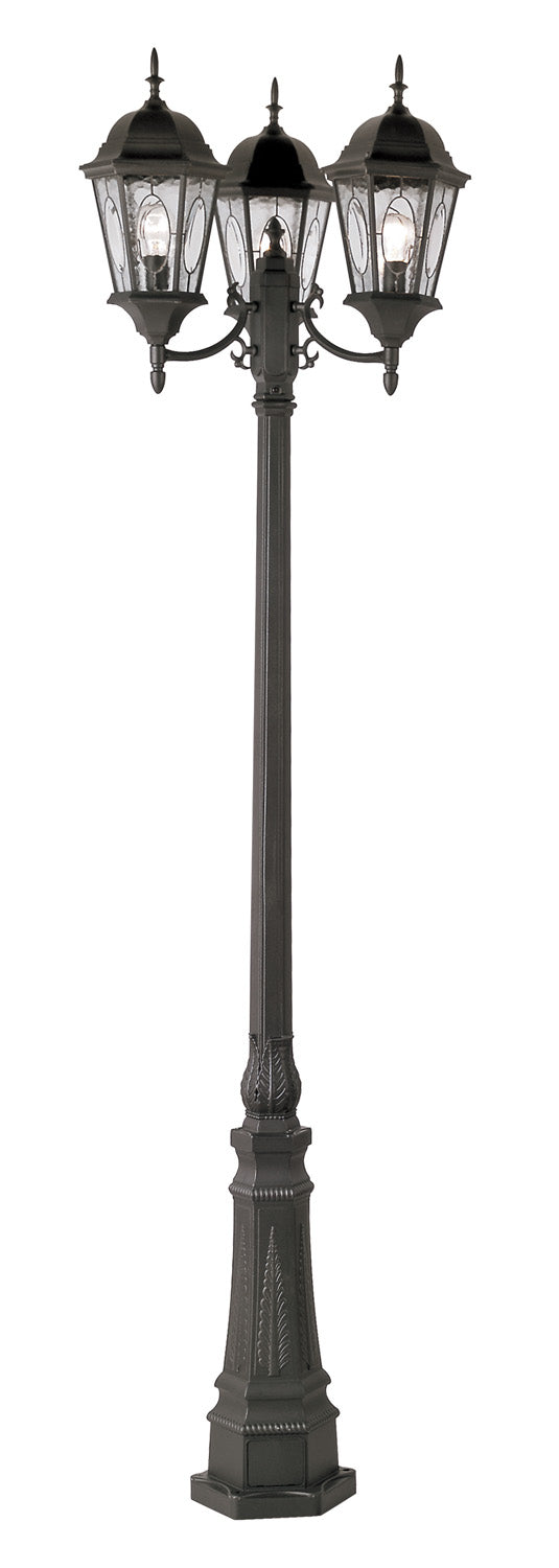 Villa Nueva Three Light Pole Light in Black - available from The Lighting Shoppe, trusted by Canadian homeowners