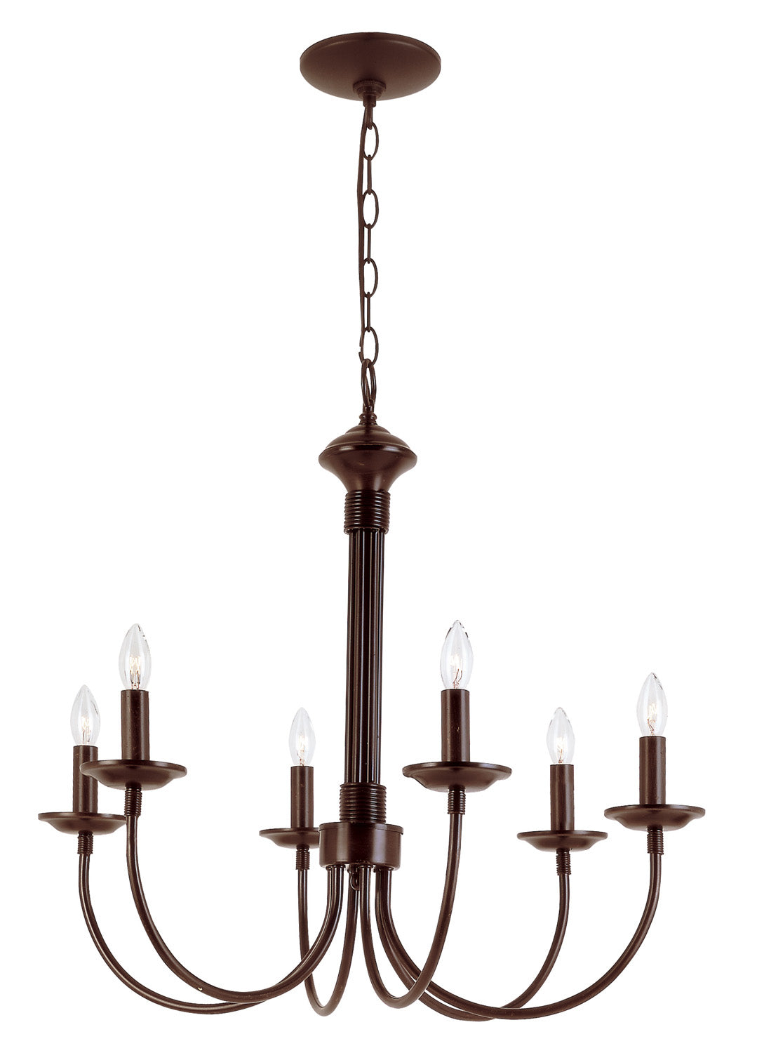 Candle Six Light Chandelier in Rubbed Oil Bronze - available from The Lighting Shoppe, trusted by Canadian homeowners