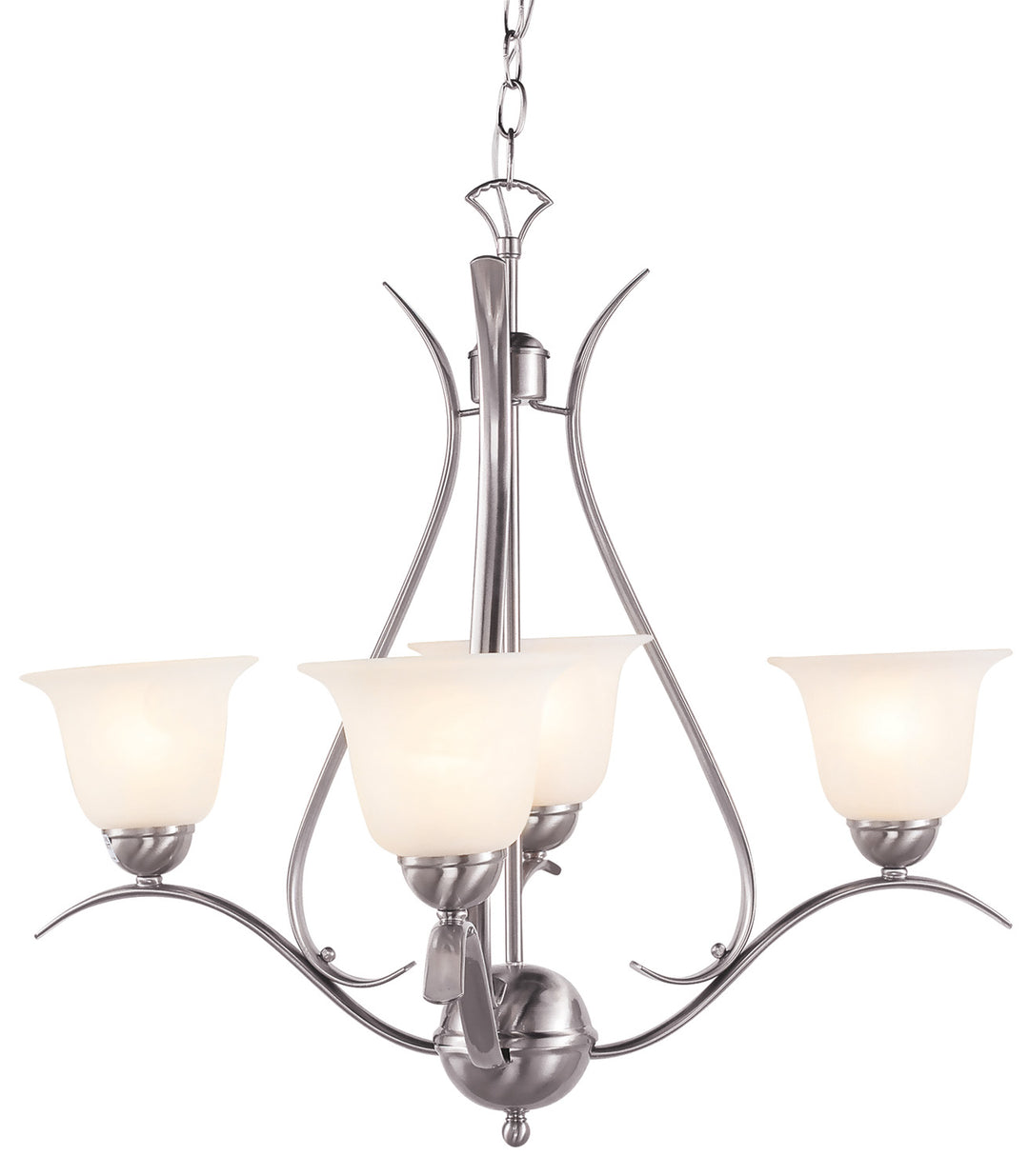 Aspen Four Light Chandelier in Brushed Nickel - available from The Lighting Shoppe, trusted by Canadian homeowners