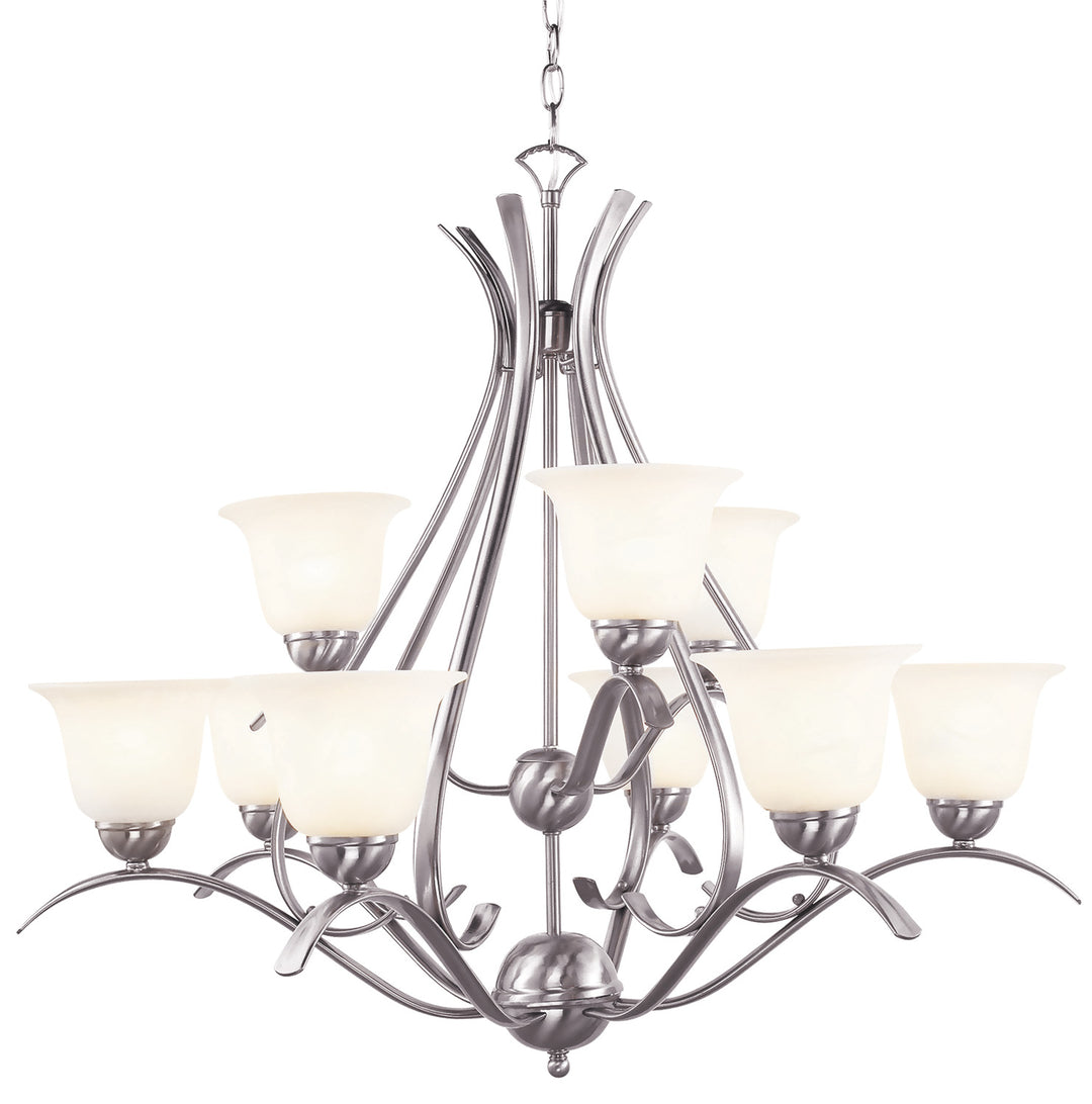 Aspen Nine Light Chandelier in Brushed Nickel - available from The Lighting Shoppe, trusted by Canadian homeowners