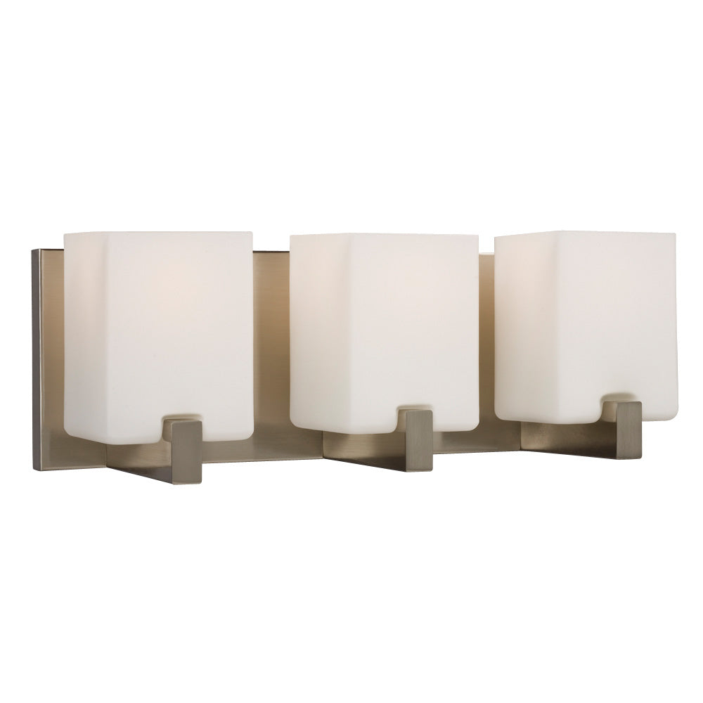 Vanity Three Light Vanity in Brushed Nickel - available from The Lighting Shoppe, trusted by Canadian homeowners