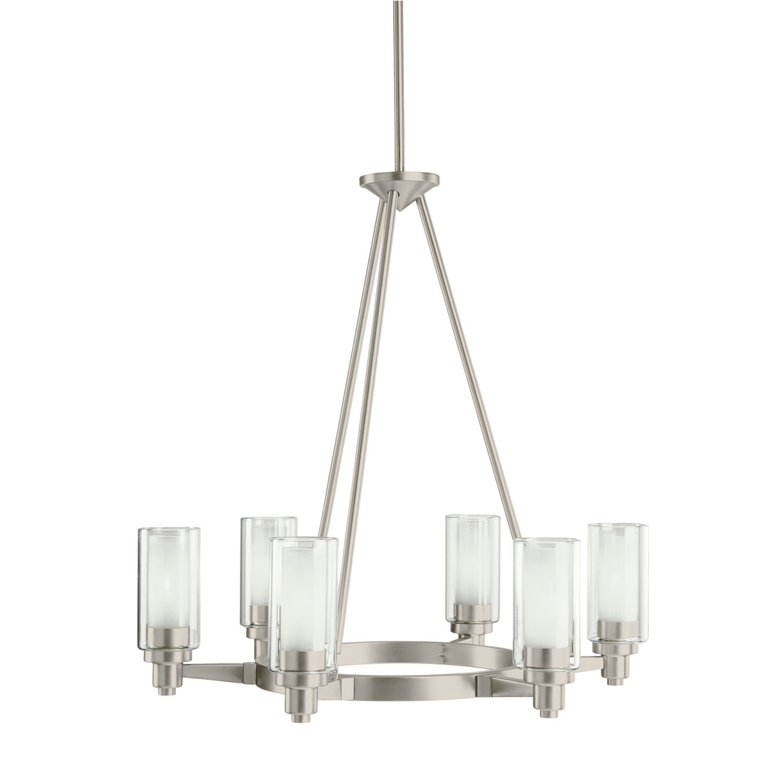 Circolo Six Light Chandelier in Brushed Nickel - available from The Lighting Shoppe, trusted by Canadian homeowners