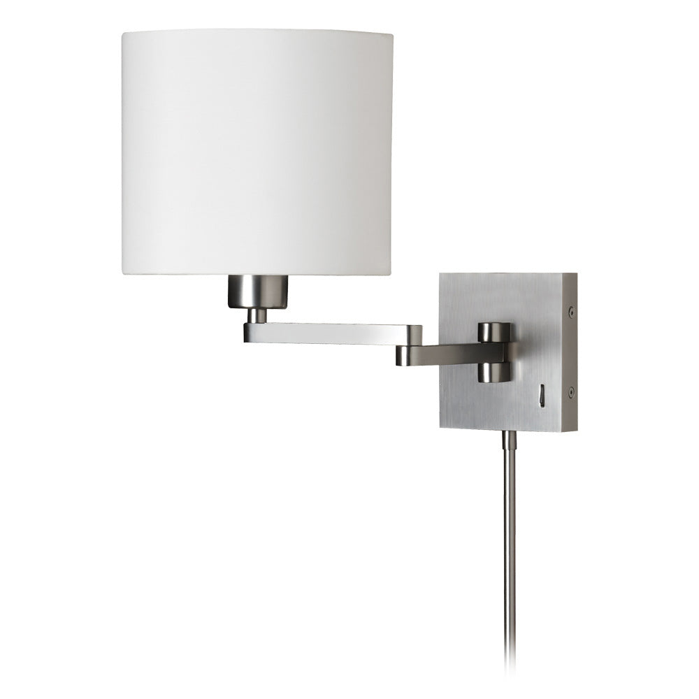 Swing Arm Lamp One Light Wall Sconce in Satin Chrome - available from The Lighting Shoppe, trusted by Canadian homeowners