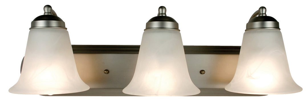 Rusty Three Light Vanity Bar in Brushed Nickel - available from The Lighting Shoppe, trusted by Canadian homeowners