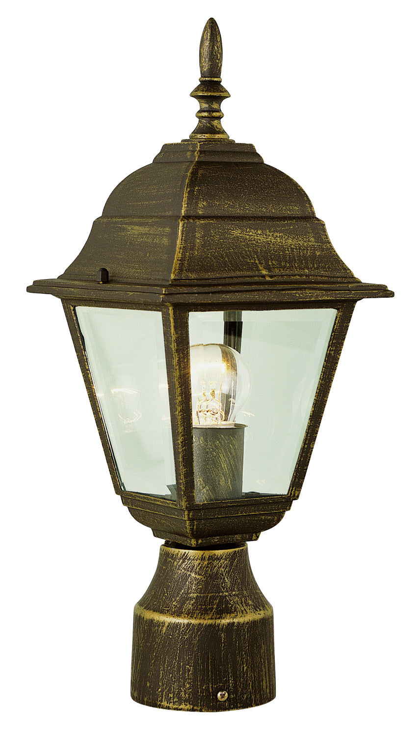 Argyle One Light Postmount Lantern in Black Gold - available from The Lighting Shoppe, trusted by Canadian homeowners