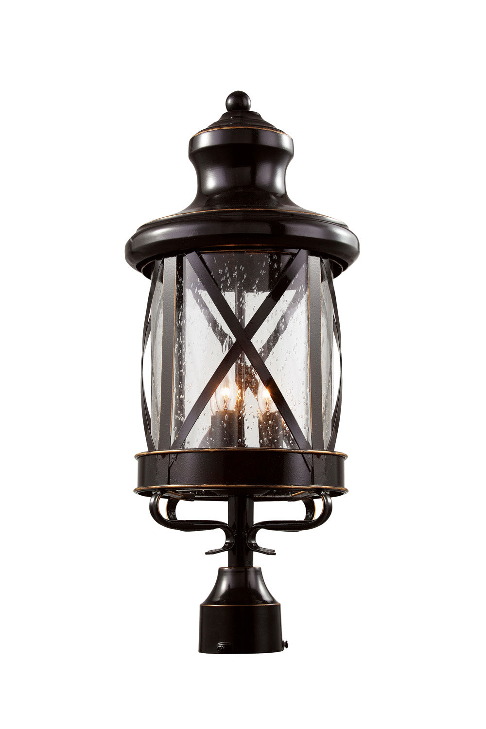 Chandler Three Light Postmount Lantern in Rubbed Oil Bronze - available from The Lighting Shoppe, trusted by Canadian homeowners