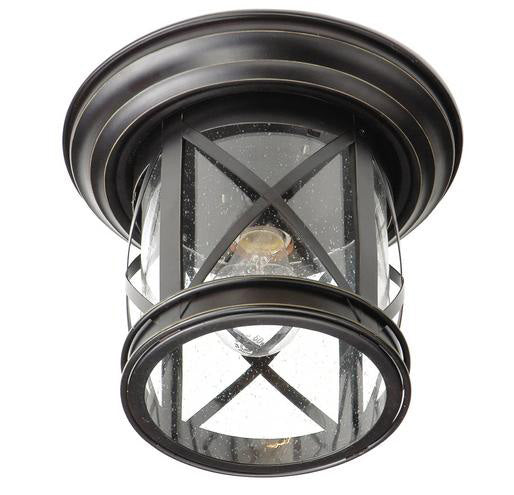 Chandler One Light Flushmount Lantern in Rubbed Oil Bronze - available from The Lighting Shoppe, trusted by Canadian homeowners