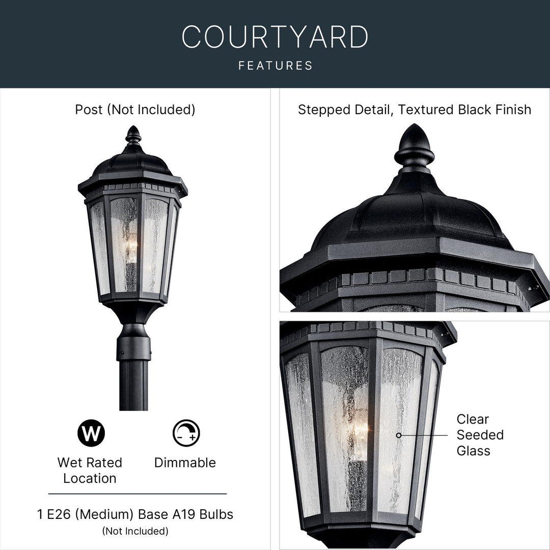 Kichler Canada - 9532BKT - One Light Outdoor Post Mount - Courtyard - Textured Black