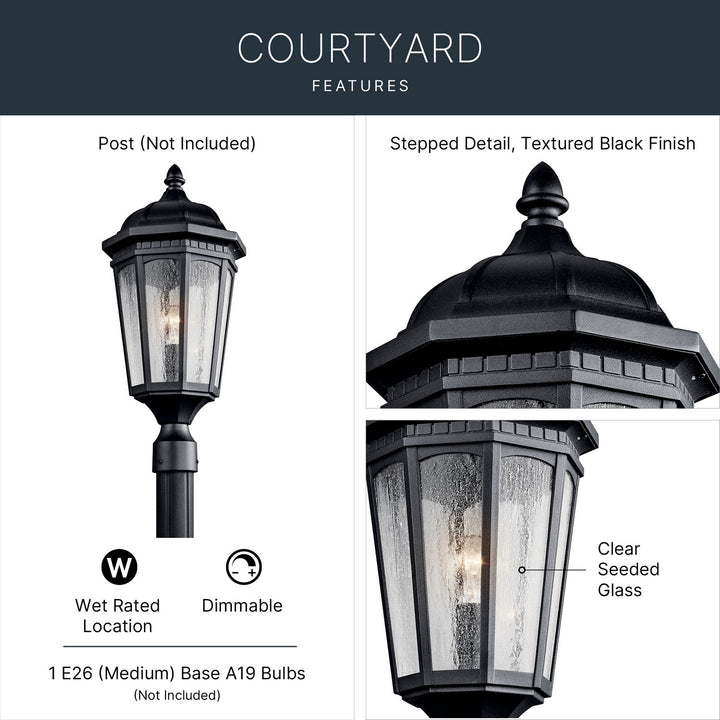 Kichler Canada - 9532BKT - One Light Outdoor Post Mount - Courtyard - Textured Black