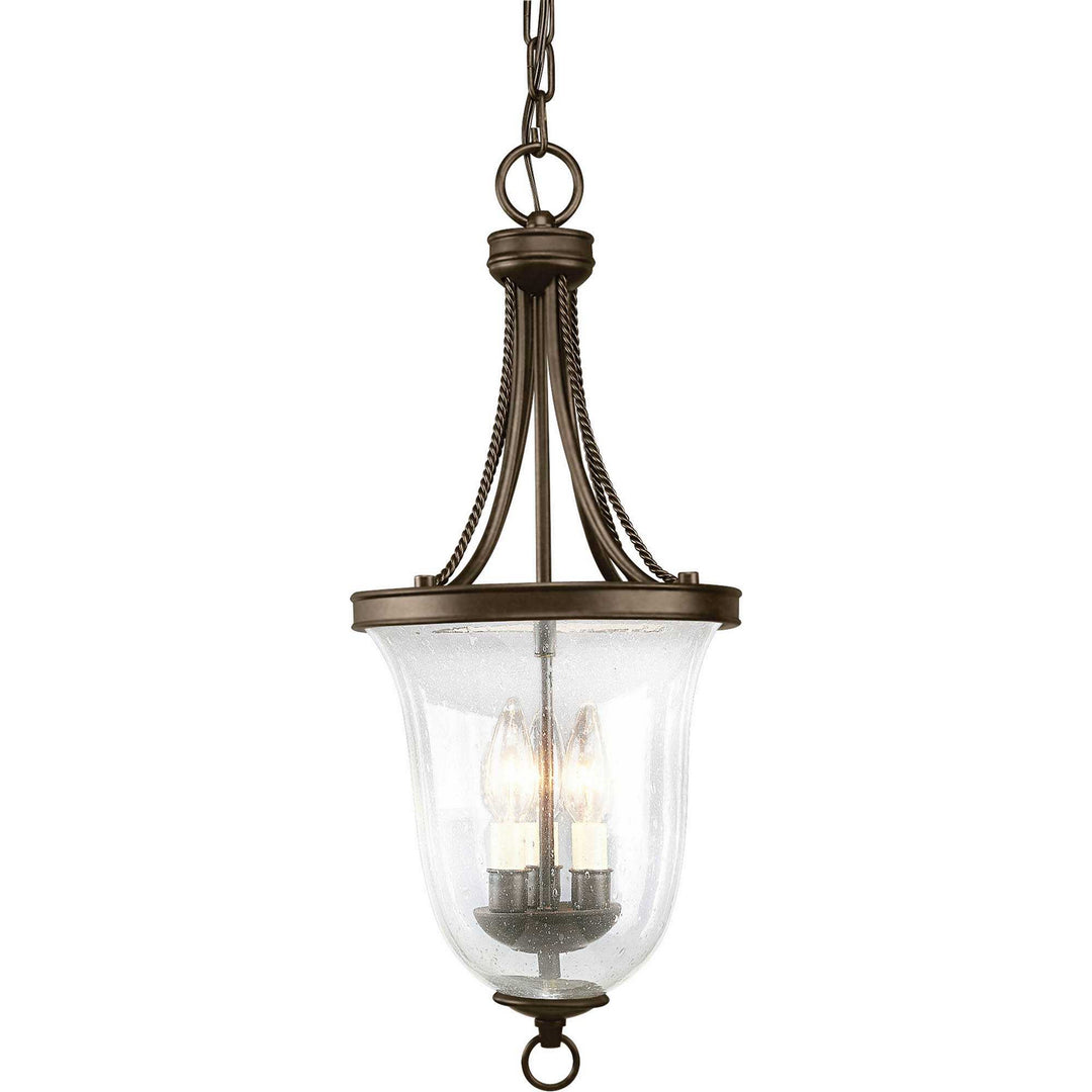 Seeded Glass Three Light Foyer Pendant in Antique Bronze - available from The Lighting Shoppe, trusted by Canadian homeowners