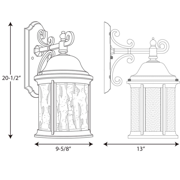 Progress Canada - P5651-20 - Three Light Large Wall Lantern - Ashmore - Antique Bronze