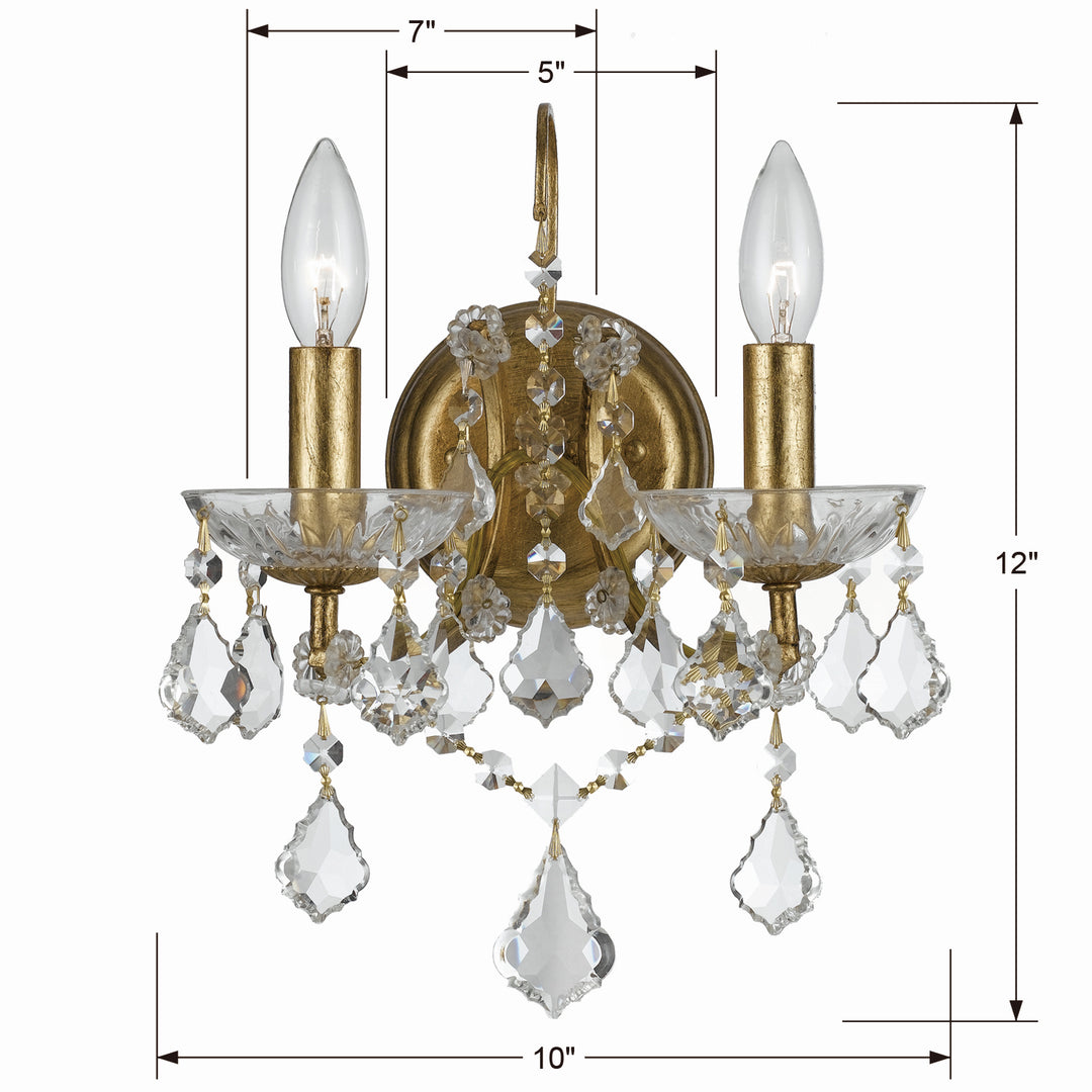Crystorama - 4452-GA-CL-S - Two Light Wall Sconce - Filmore - Antique Gold