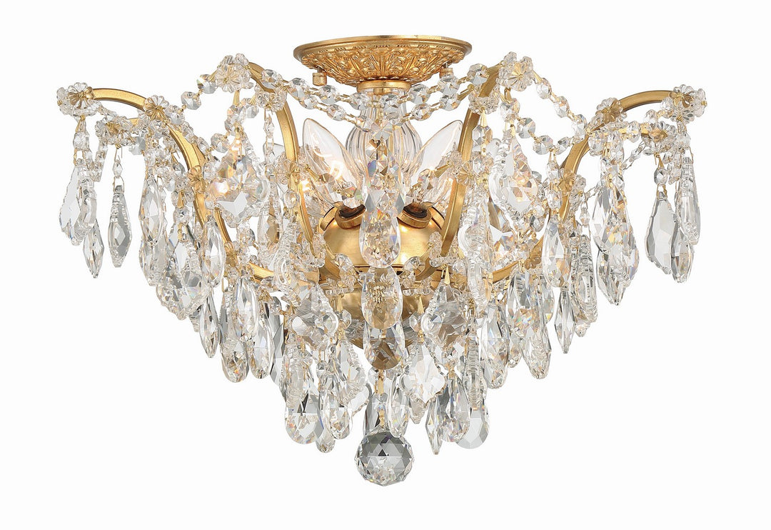 Filmore Five Light Flush Mount in Antique Gold - available from The Lighting Shoppe, trusted by Canadian homeowners