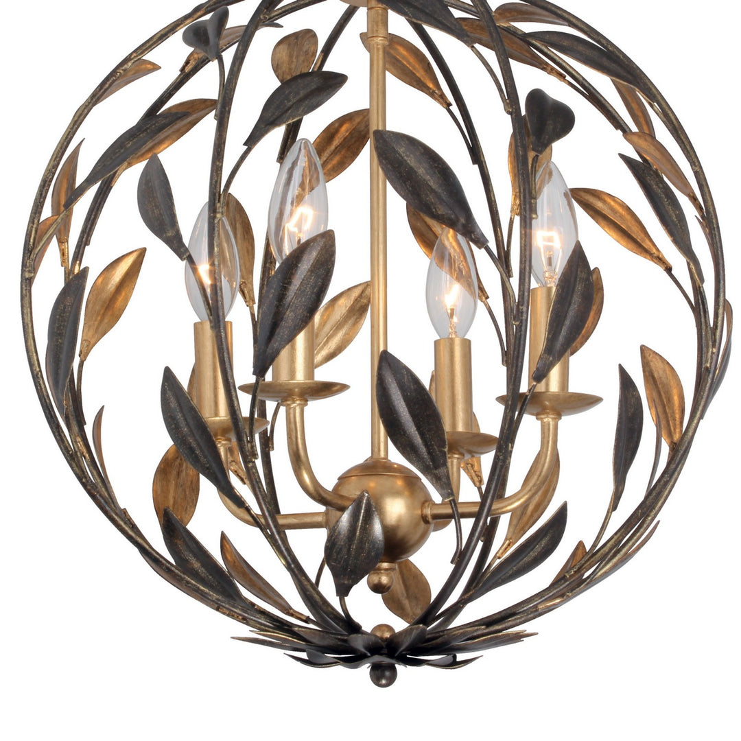 Crystorama - 504-EB-GA - Four Light Mini Chandelier - Broche - English Bronze + Antique Gold