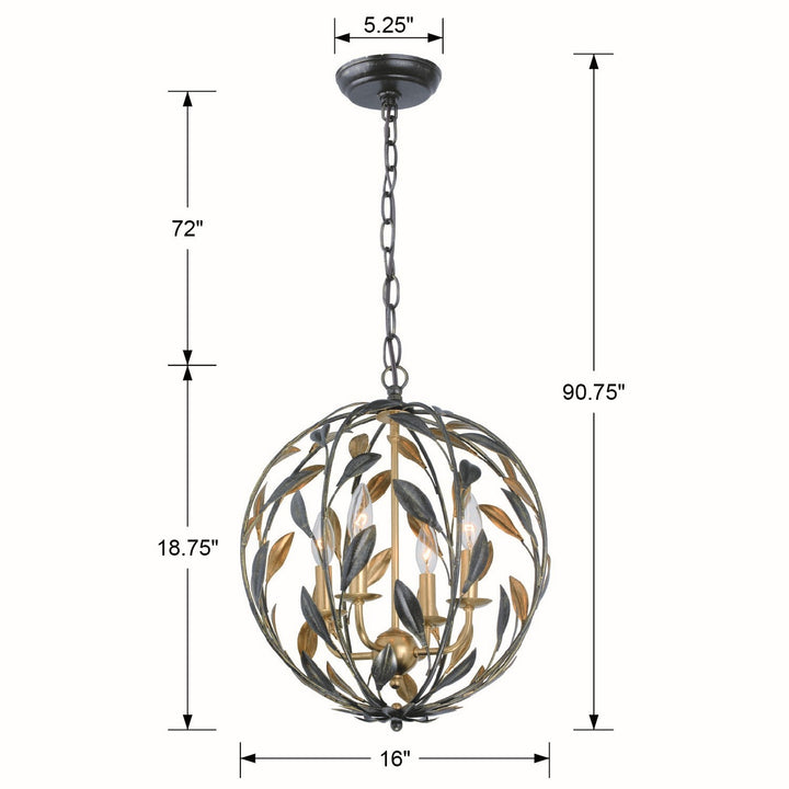Crystorama - 504-EB-GA - Four Light Mini Chandelier - Broche - English Bronze + Antique Gold