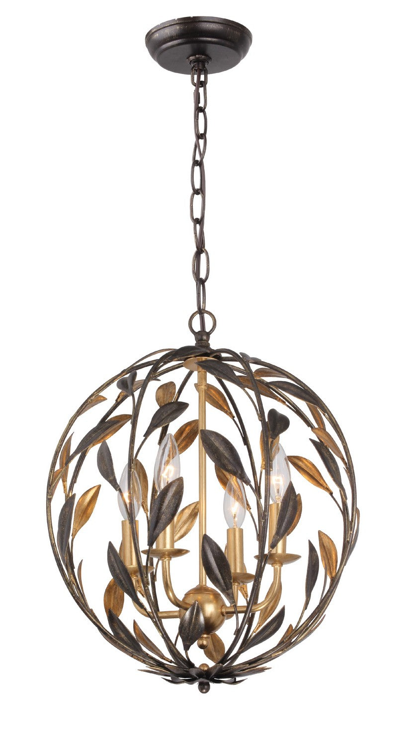 Broche Four Light Mini Chandelier in English Bronze + Antique Gold - available from The Lighting Shoppe, trusted by Canadian homeowners