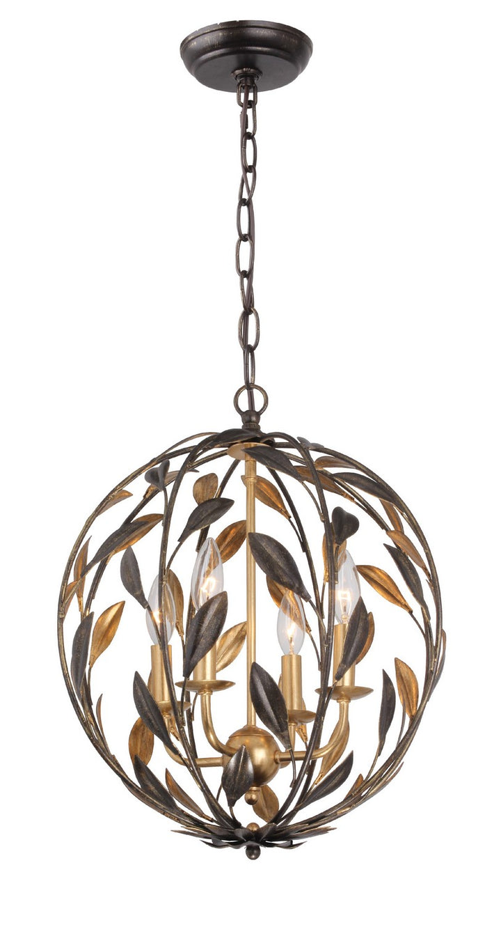 Broche Four Light Mini Chandelier in English Bronze + Antique Gold - available from The Lighting Shoppe, trusted by Canadian homeowners