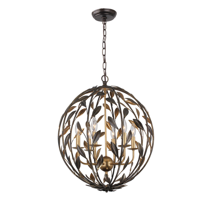 Crystorama - 506-EB-GA - Six Light Chandelier - Broche - English Bronze + Antique Gold