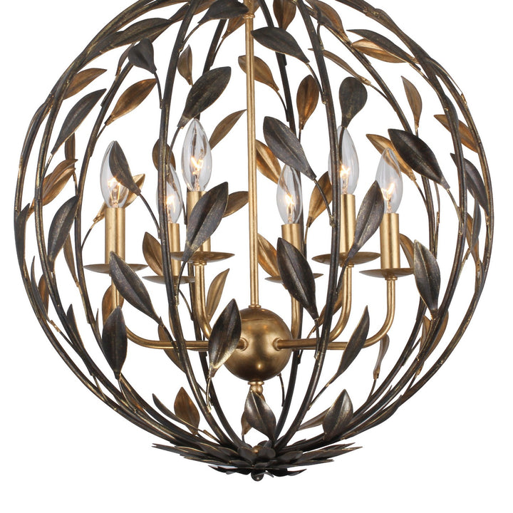 Crystorama - 506-EB-GA - Six Light Chandelier - Broche - English Bronze + Antique Gold