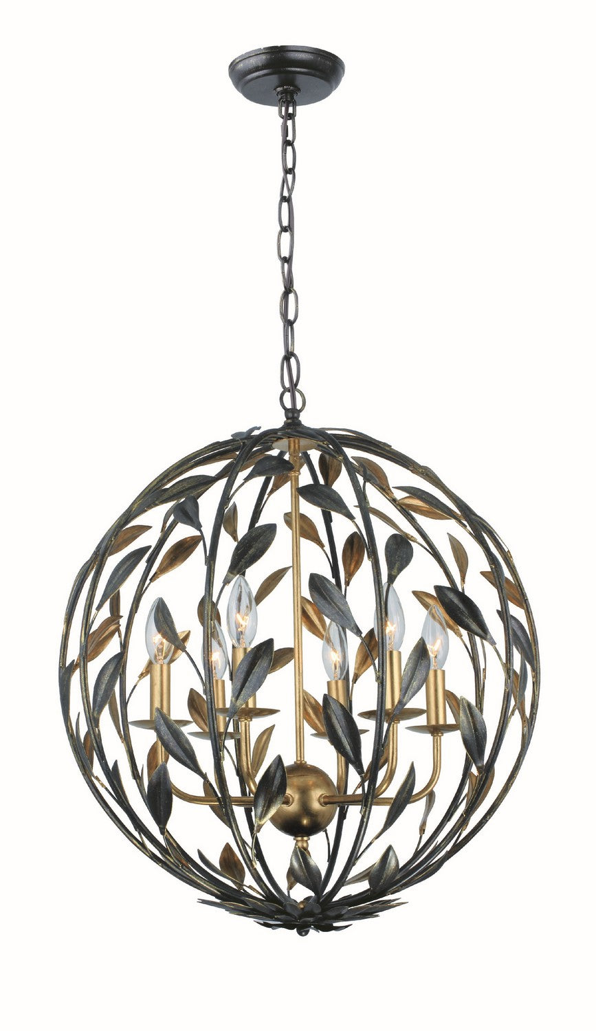 Broche Six Light Chandelier in English Bronze + Antique Gold - available from The Lighting Shoppe, trusted by Canadian homeowners