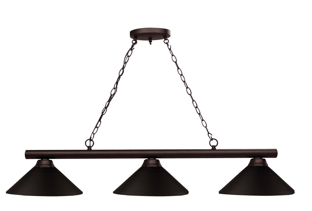 Shooter Three Light Billiard in Bronze - available from The Lighting Shoppe, trusted by Canadian homeowners