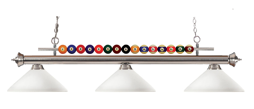 Shark Three Light Billiard in Brushed Nickel - available from The Lighting Shoppe, trusted by Canadian homeowners