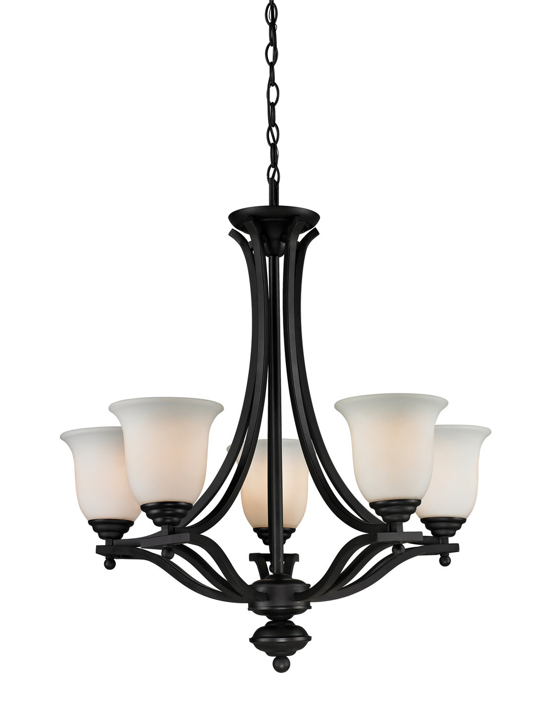 Lagoon Five Light Chandelier in Matte Black - available from The Lighting Shoppe, trusted by Canadian homeowners