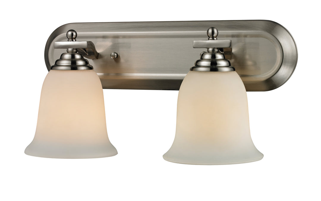 Lagoon Two Light Vanity in Brushed Nickel - available from The Lighting Shoppe, trusted by Canadian homeowners