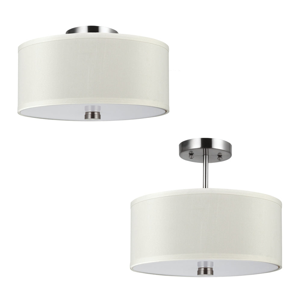 Dayna Shade Pendants Two Light Semi-Flush Convertible Pendant in Brushed Nickel - available from The Lighting Shoppe, trusted by Canadian homeowners