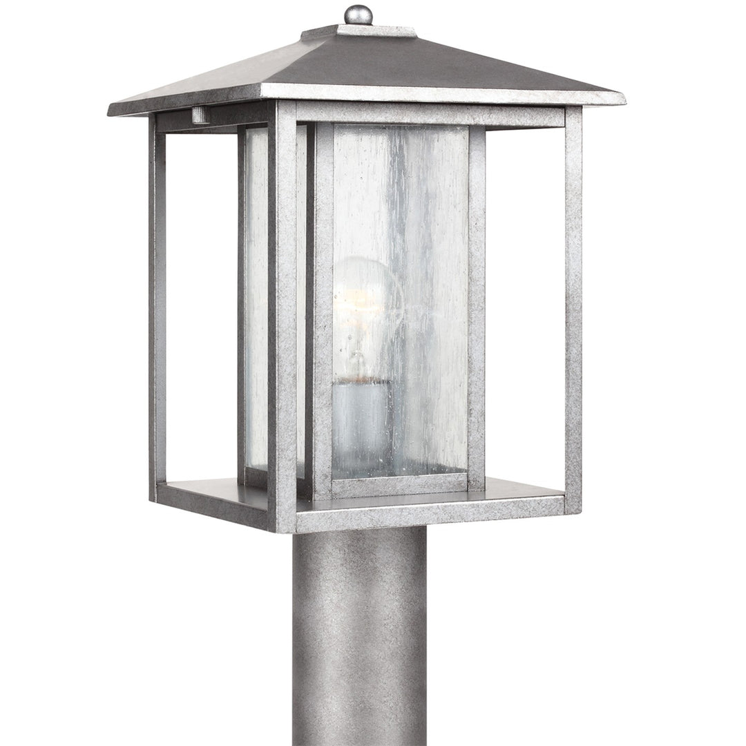 Hunnington One Light Outdoor Post Lantern in Weathered Pewter - available from The Lighting Shoppe, trusted by Canadian homeowners
