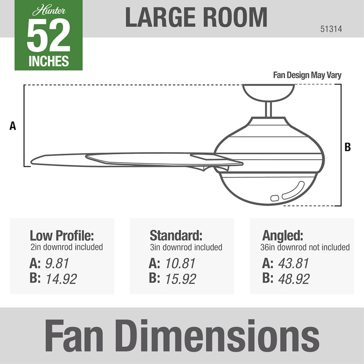 Aerodyne SMART FAN with LED Light 52 inch with Remote AC Motor Hunter Fan Canada